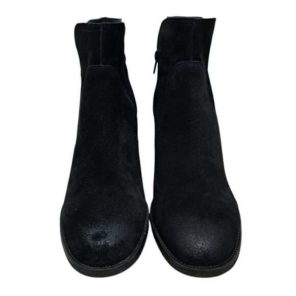 Kenneth Cole Reaction Dot-Ation Leather Suede Wedge Ankle Bootie Sz 11 Black - Picture 14 of 16